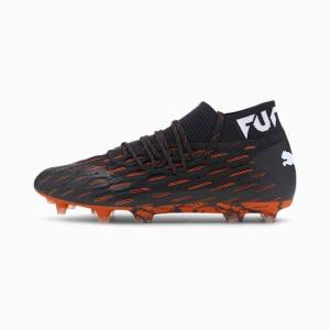 Puma Future 6.1 NETFIT FG/AG Férfi Focicipő Fekete Fehér Narancssárga | HU74989