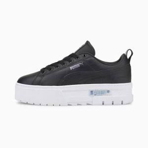 Puma Mayze Bőr Iridescent Női Tornacipő Fekete Fehér | HU30496