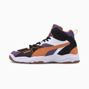 Puma PUMA x THE HUNDREDS Performer Mid Férfi Tornacipő Fekete Narancssárga | HU59455