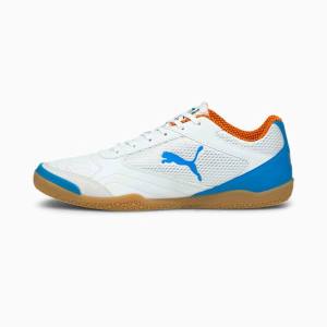 Puma Pressing Futsal Férfi Focicipő Fehér Kék Narancssárga Rózsaszín | HU84552