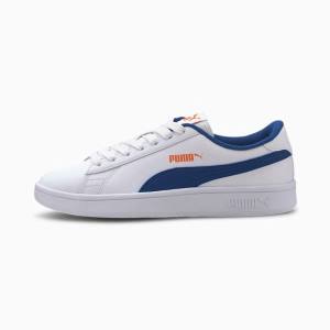 Puma Puma Smash v2 Youth Fiú Tornacipő Fehér Kék | HU34257