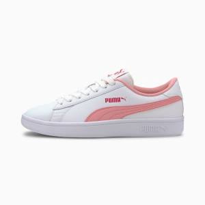 Puma Puma Smash v2 Youth Fiú Tornacipő Fehér Rózsaszín Rózsaszín | HU41410