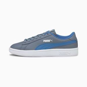 Puma Puma Smash v2 Youth Lány Tornacipő Szürke Kék | HU81383