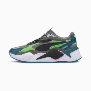 Puma RS-X3 City Attack Youth Lány Tornacipő Szürke Zöld | HU48317