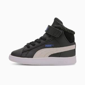 Puma Smash V2 Mid Fur V Fiú Tornacipő Fekete Fehér | HU38243