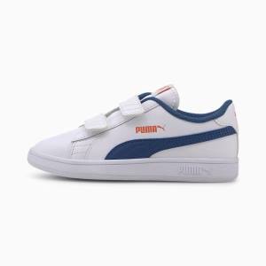 Puma Smash v2 Bőr Fiú Tornacipő Fehér Kék | HU75834