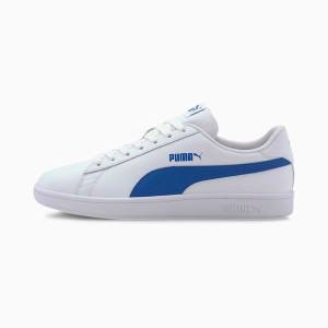 Puma Smash v2 Bőr Férfi Tornacipő Fehér Kék | HU34339