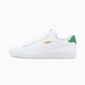 Puma Smash v2 Bőr Férfi Tornacipő Fehér Zöld Arany | HU99490