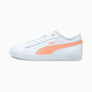 Puma Smash v2 Bőr Női Tornacipő Fehér Rózsaszín Fekete | HU26280