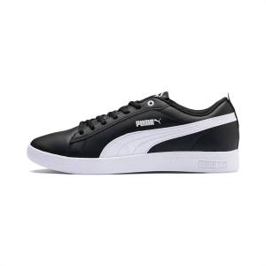 Puma Smash v2 Bőr Női Tornacipő Fekete Fehér | HU08771