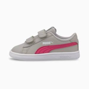 Puma Smash v2 Fiú Tornacipő Szürke Rózsaszín | HU22120