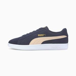 Puma Smash v2 Férfi Tornacipő Sötétkék Bézs Arany Fehér | HU31385