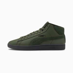 Puma Smash v2 Mid Winterized Bőr High Tops Férfi Téli Cipő Zöld Kék Szürke | HU38293