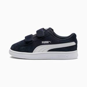 Puma Smash v2 Suede Tenisz Fiú Tornacipő Sötétkék Fehér | HU78603