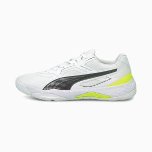 Puma Solarstrike Indoor Sports Férfi Kézilabda Cipő Fehér Fekete Sárga | HU23533