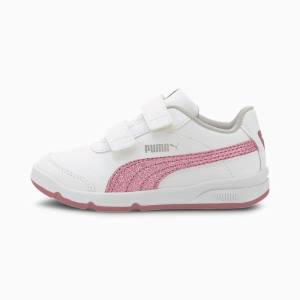 Puma Stepfleex 2 SL VE Glitz Lány Tornacipő Fehér Fekete Szürke Titán | HU23544