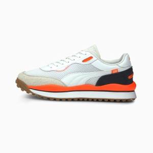 Puma Stílusok Rider Warm Texture Férfi Tornacipő Fehér Narancssárga Fekete | HU56278