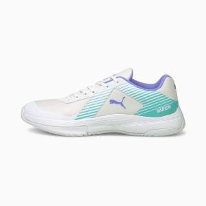 Puma Varion Indoor Sports Férfi Kézilabda Cipő Fehér Világos Türkiz Lila | HU17784