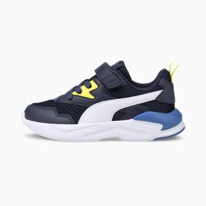 Puma X-Ray Lite Fiú Tornacipő Sötétkék Fehér Sárga Kék | HU46223